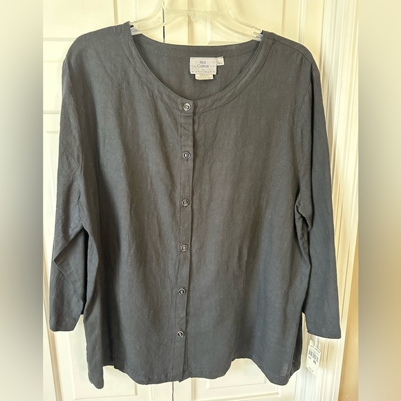 Hot Cotton by Marc Ware Back Long Sleeve Button Front Top Soze XL NWT - Picture 1 of 8